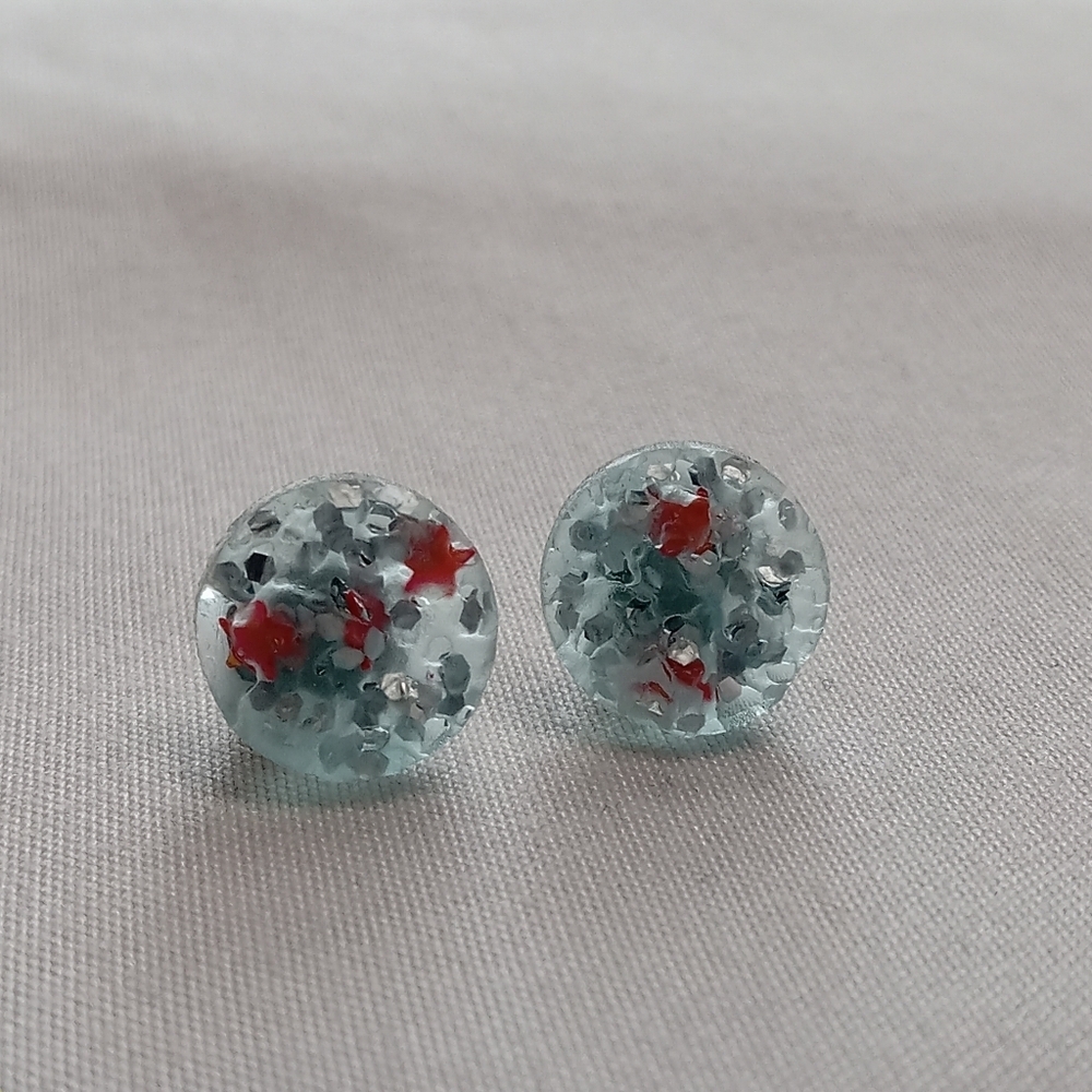 5/$25 Blue and Red Star Earrings